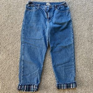 VTG LL Bean Plaid-lined jeans!